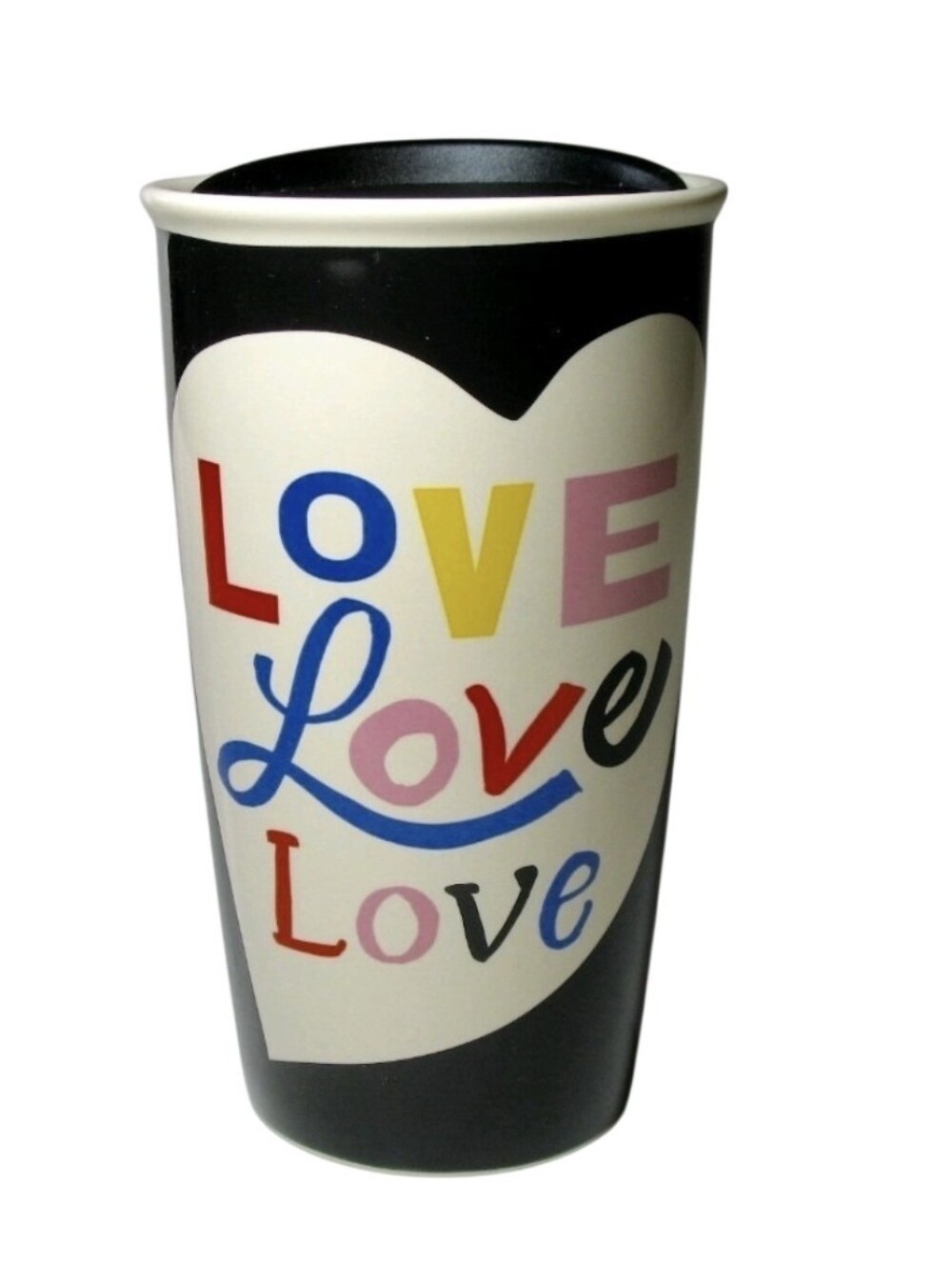 Starbucks Love Love Love  12 Oz. Ceramic Travel Mug With Lid